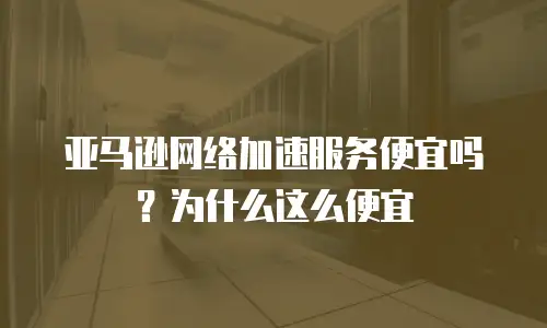 亚马逊网络加速服务便宜吗？为什么这么便宜
