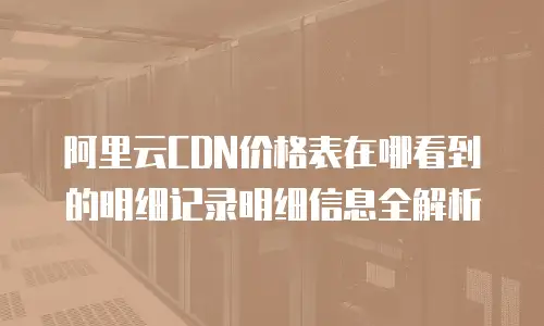 阿里云CDN价格表在哪看到的明细记录明细信息全解析