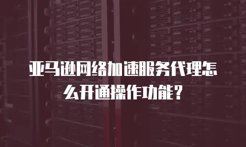 亚马逊网络加速服务代理怎么开通操作功能？
