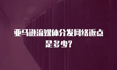 亚马逊流媒体分发网络返点是多少？