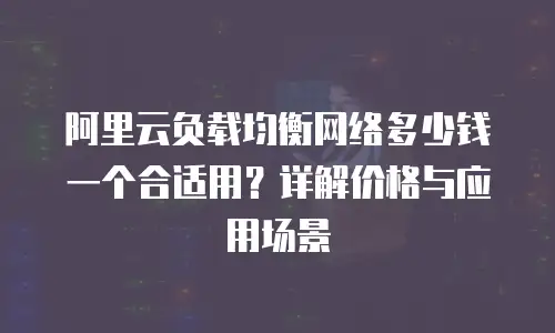 阿里云负载均衡网络多少钱一个合适用？详解价格与应用场景