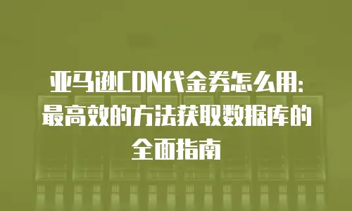 亚马逊CDN代金券怎么用：最高效的方法获取数据库的全面指南