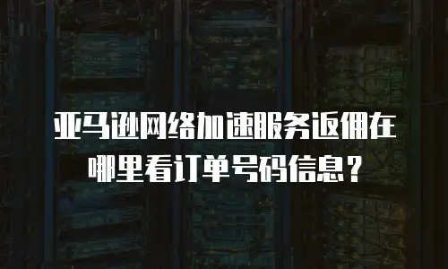 亚马逊网络加速服务返佣在哪里看订单号码信息？