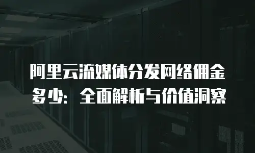 阿里云流媒体分发网络佣金多少：全面解析与价值洞察