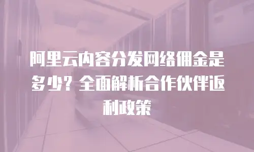 阿里云内容分发网络佣金是多少？全面解析合作伙伴返利政策