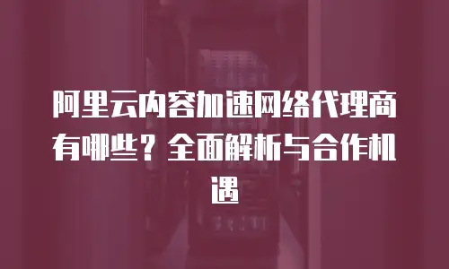 阿里云内容加速网络代理商有哪些？全面解析与合作机遇