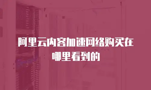 阿里云内容加速网络购买在哪里看到的