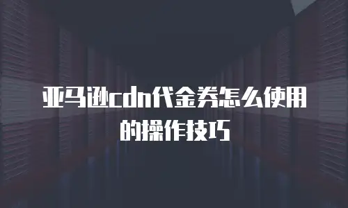 亚马逊cdn代金券怎么使用的操作技巧