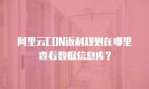 阿里云CDN返利规则在哪里查看数据信息库？