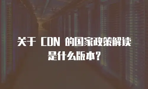 关于 CDN 的国家政策解读是什么版本？