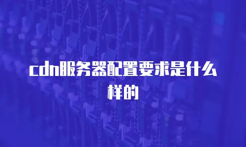 cdn服务器配置要求是什么样的
