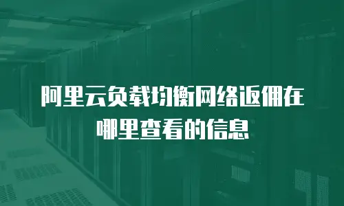 阿里云负载均衡网络返佣在哪里查看的信息
