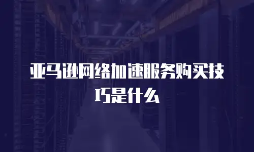 亚马逊网络加速服务购买技巧是什么
