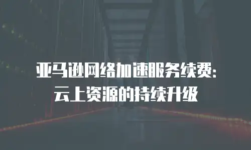 亚马逊网络加速服务续费：云上资源的持续升级