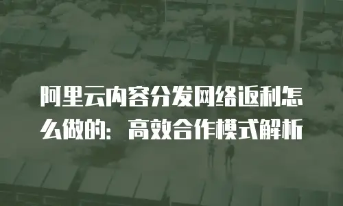 阿里云内容分发网络返利怎么做的：高效合作模式解析