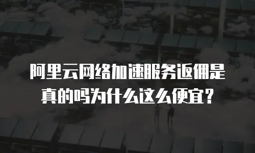 阿里云网络加速服务返佣是真的吗为什么这么便宜？