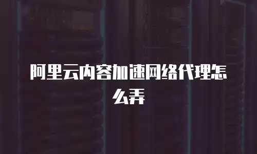 阿里云内容加速网络代理怎么弄