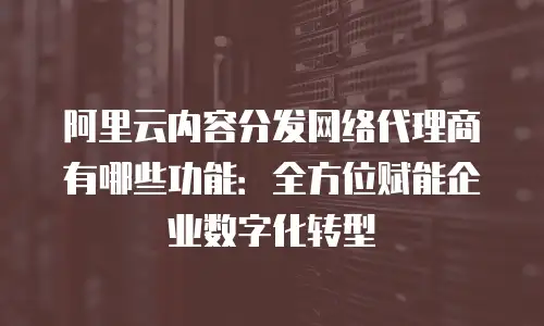 阿里云内容分发网络代理商有哪些功能：全方位赋能企业数字化转型