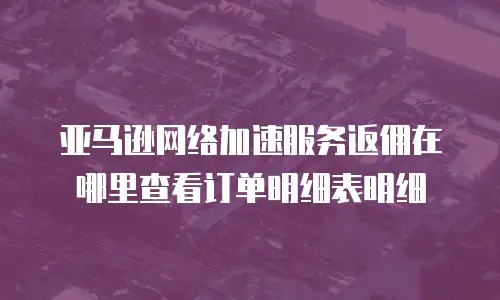 亚马逊网络加速服务返佣在哪里查看订单明细表明细