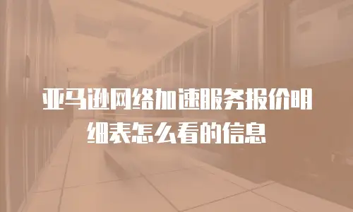 亚马逊网络加速服务报价明细表怎么看的信息