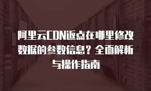 阿里云CDN返点在哪里修改数据的参数信息？全面解析与操作指南