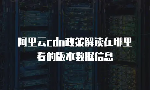 阿里云cdn政策解读在哪里看的版本数据信息