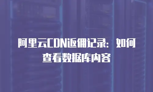 阿里云CDN返佣记录：如何查看数据库内容