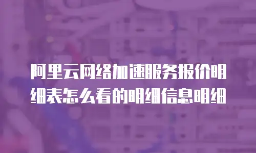 阿里云网络加速服务报价明细表怎么看的明细信息明细