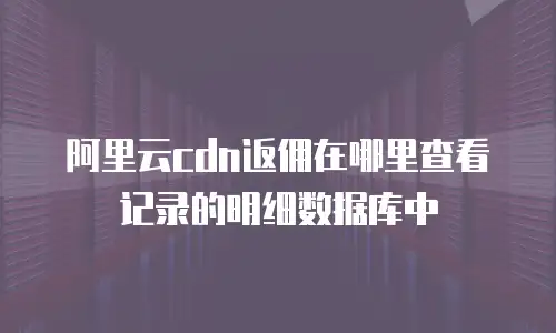 阿里云cdn返佣在哪里查看记录的明细数据库中