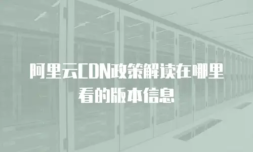 阿里云CDN政策解读在哪里看的版本信息