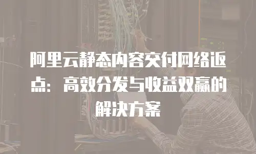 阿里云静态内容交付网络返点：高效分发与收益双赢的解决方案