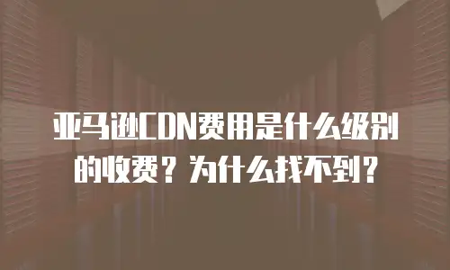 亚马逊CDN费用是什么级别的收费？为什么找不到？