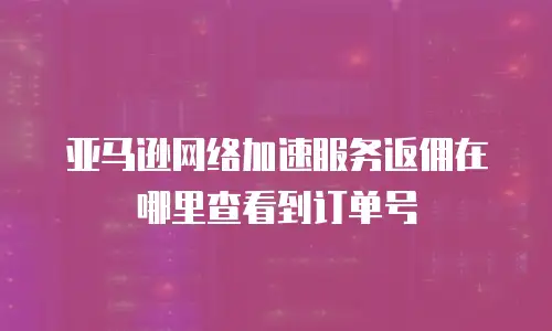 亚马逊网络加速服务返佣在哪里查看到订单号
