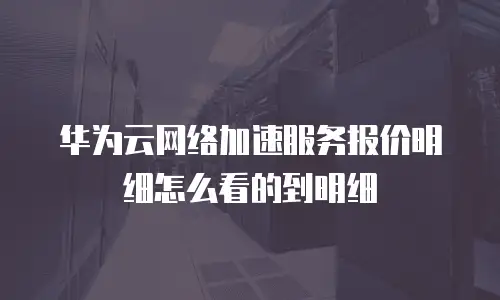 华为云网络加速服务报价明细怎么看的到明细