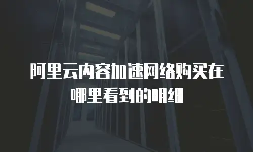 阿里云内容加速网络购买在哪里看到的明细