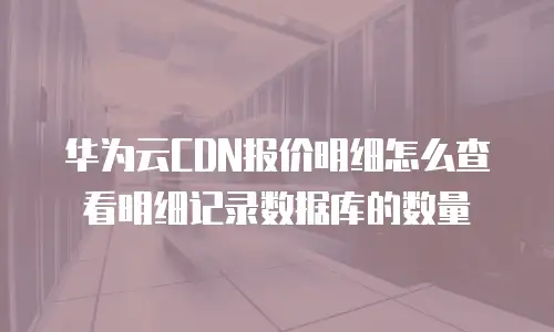 华为云CDN报价明细怎么查看明细记录数据库的数量