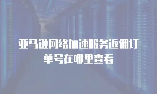 亚马逊网络加速服务返佣订单号在哪里查看