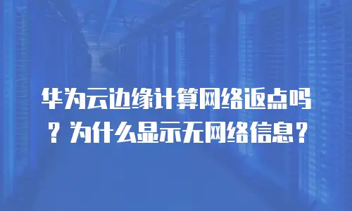 华为云边缘计算网络返点吗？为什么显示无网络信息？