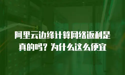 阿里云边缘计算网络返利是真的吗？为什么这么便宜