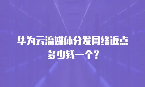 华为云流媒体分发网络返点多少钱一个？