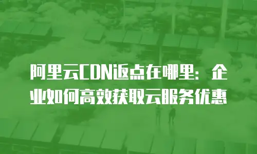 阿里云CDN返点在哪里：企业如何高效获取云服务优惠