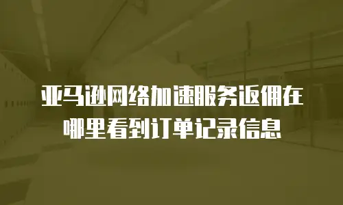 亚马逊网络加速服务返佣在哪里看到订单记录信息