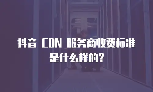 抖音 CDN 服务商收费标准是什么样的？