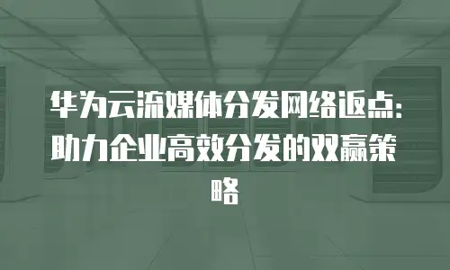 华为云流媒体分发网络返点：助力企业高效分发的双赢策略
