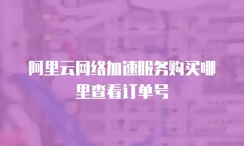 阿里云网络加速服务购买哪里查看订单号