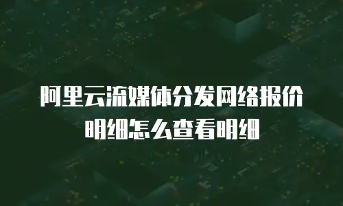 阿里云流媒体分发网络报价明细怎么查看明细