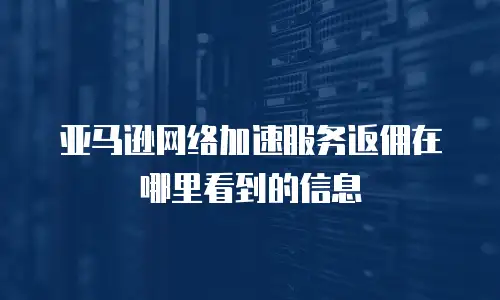 亚马逊网络加速服务返佣在哪里看到的信息