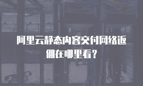 阿里云静态内容交付网络返佣在哪里看？