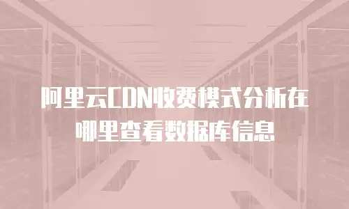 阿里云CDN收费模式分析在哪里查看数据库信息