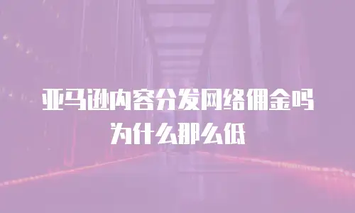 亚马逊内容分发网络佣金吗为什么那么低